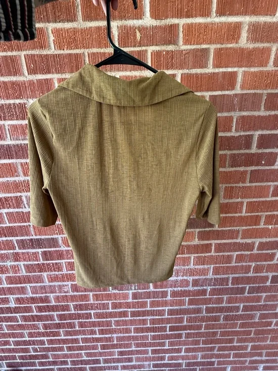 Reformation Carmel brown polo blouse top - Picture 4 of 4